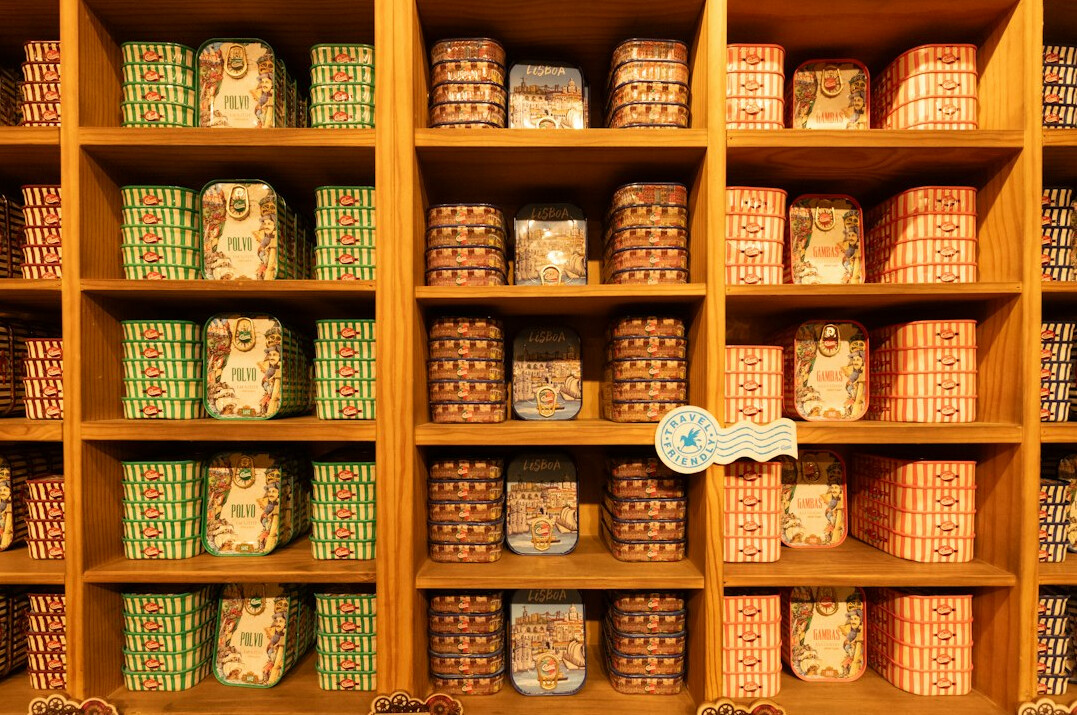 Old archive shelves with boxes of historical documents