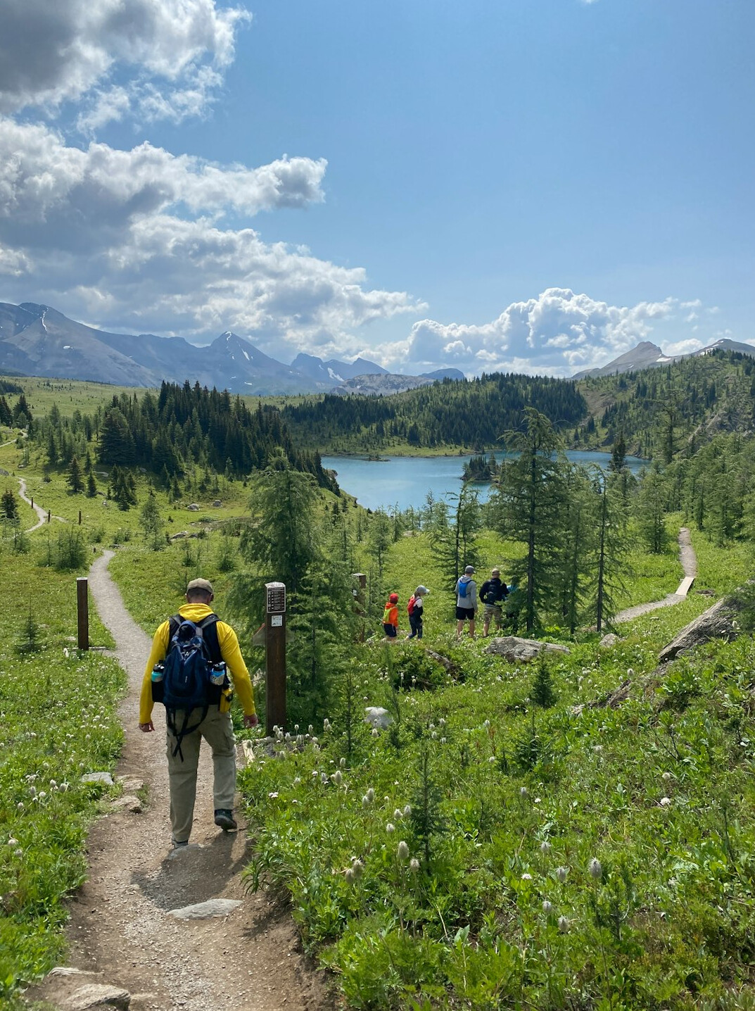 hiker on mountain trail