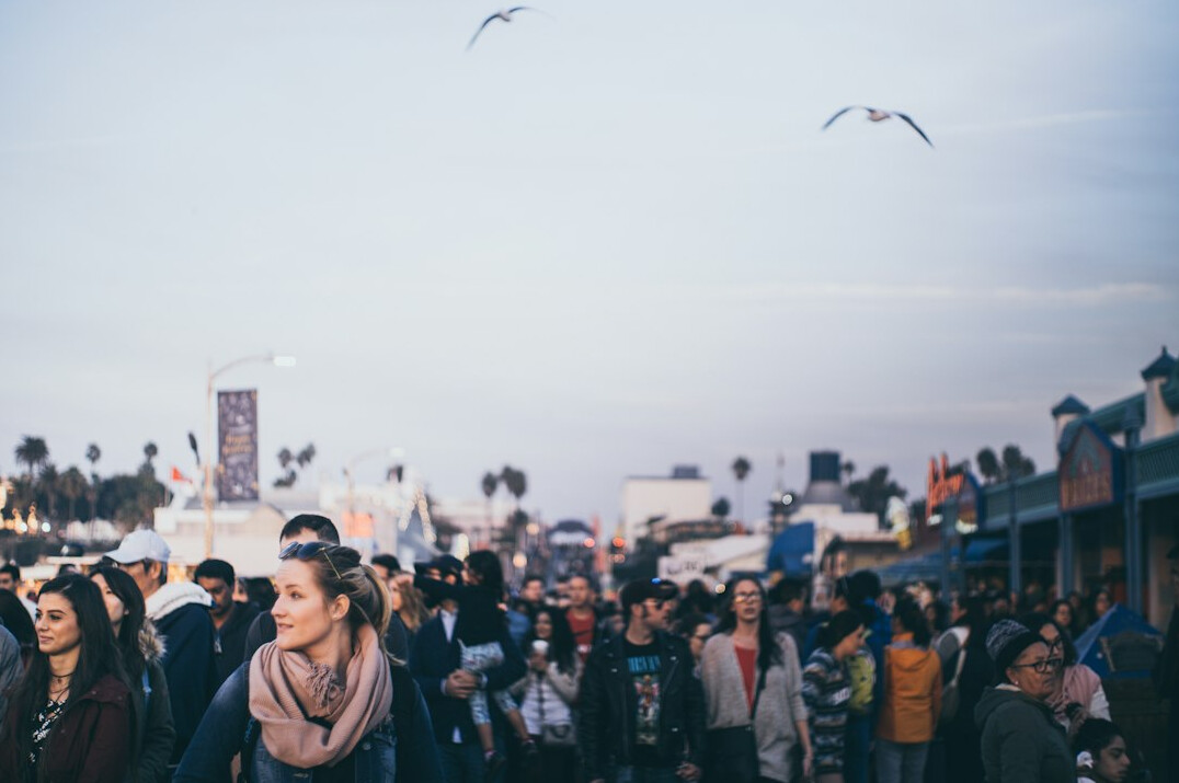 crowd watching sky