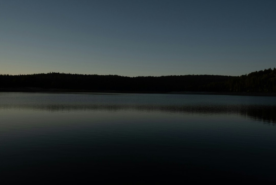 mysterious lake at dusk